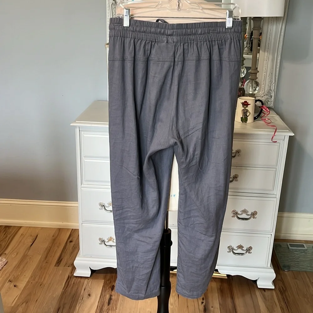 Linen Pants 32 Degrees Cool Elastic Drawstring Lightweight Gray Womens Small